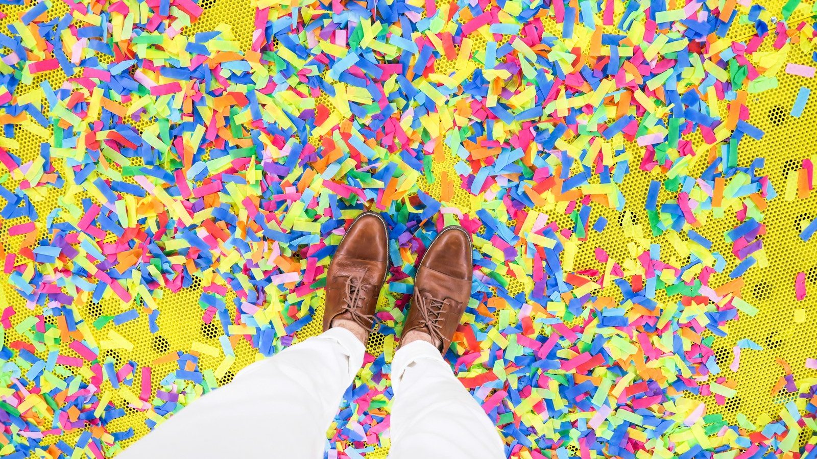 person standing on confetti